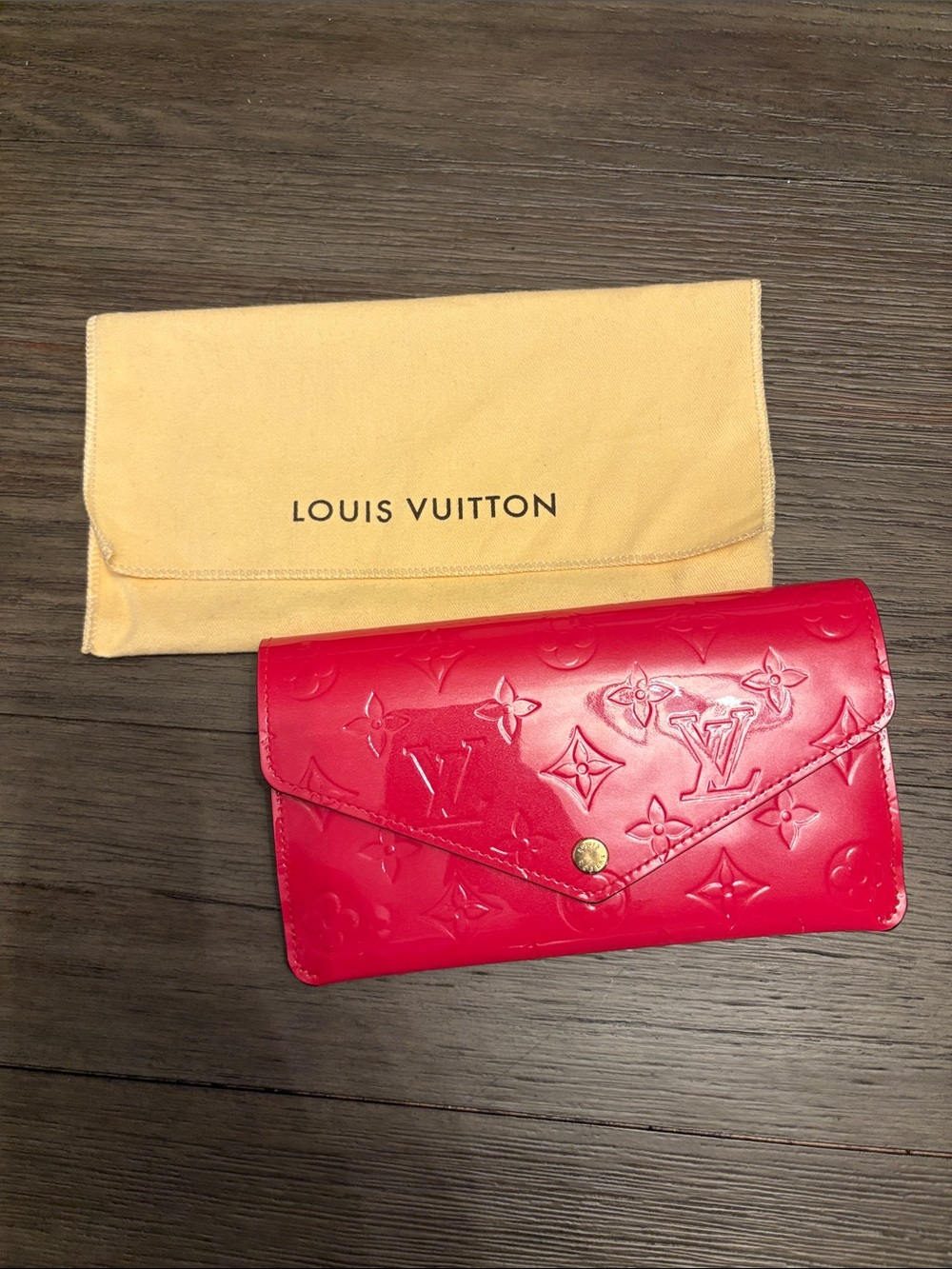 Louis Vuitton Bright Red Monogram Vernis Envelope Wallet
